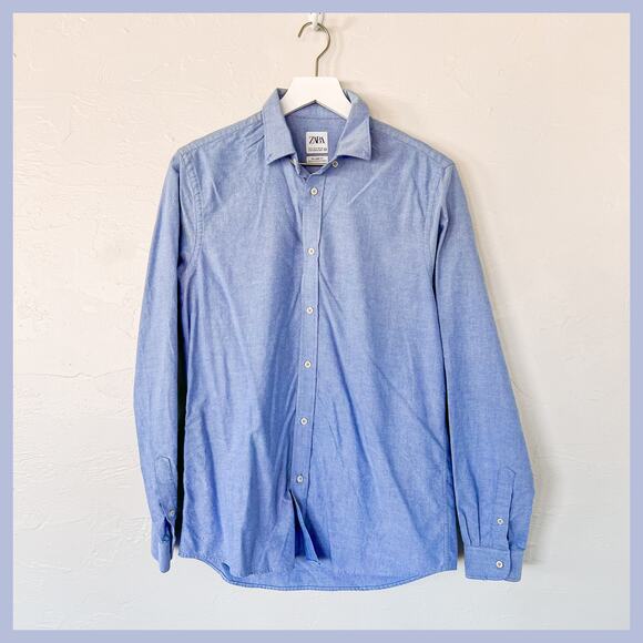 ZARA Men's Light Blue Button-Down Shirt Small - Picture 1 of 3